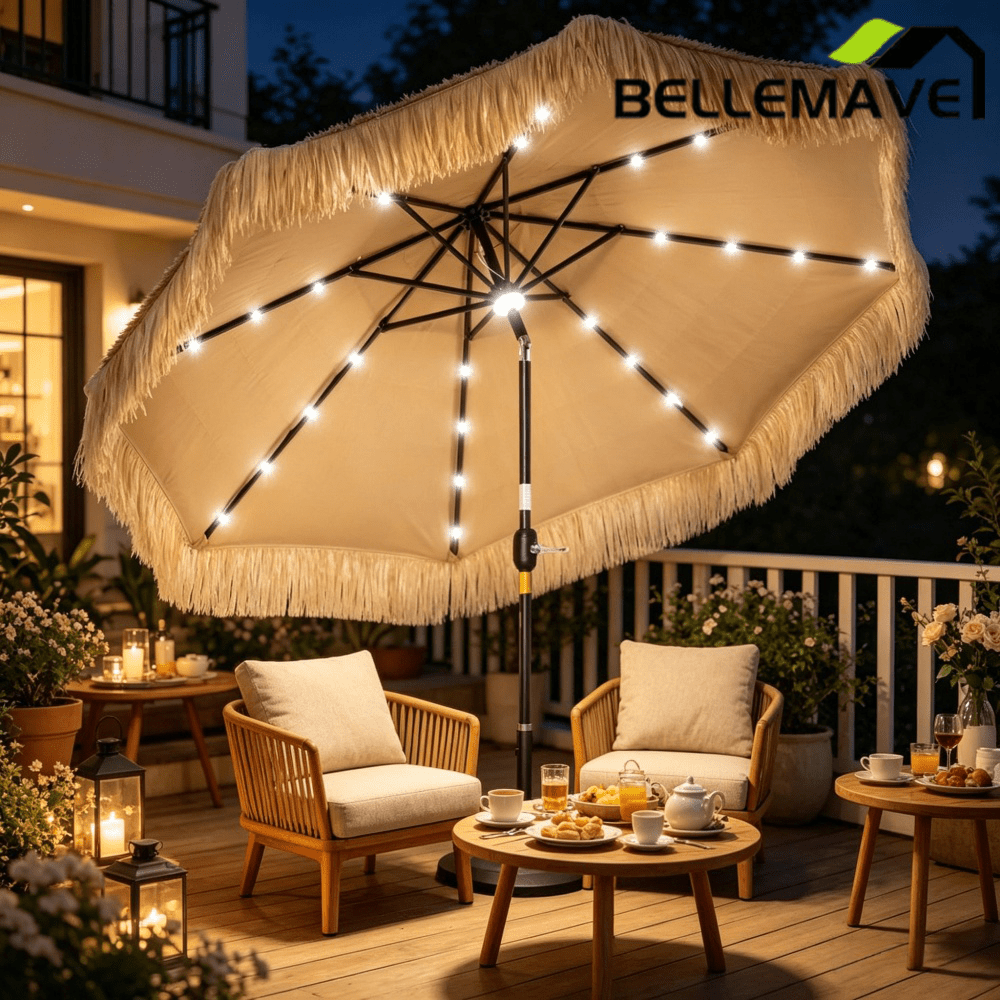 Bellemave® Thatched Outdoor Patio Umbrella, Hawaiian Style Straw Garden Umbrella - Bellemave