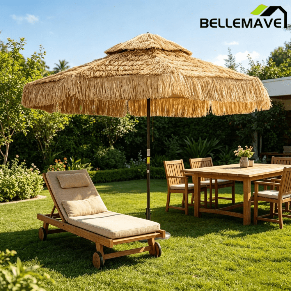 Bellemave® Thatched Outdoor Patio Umbrella, Hawaiian Style Straw Garden Umbrella - Bellemave