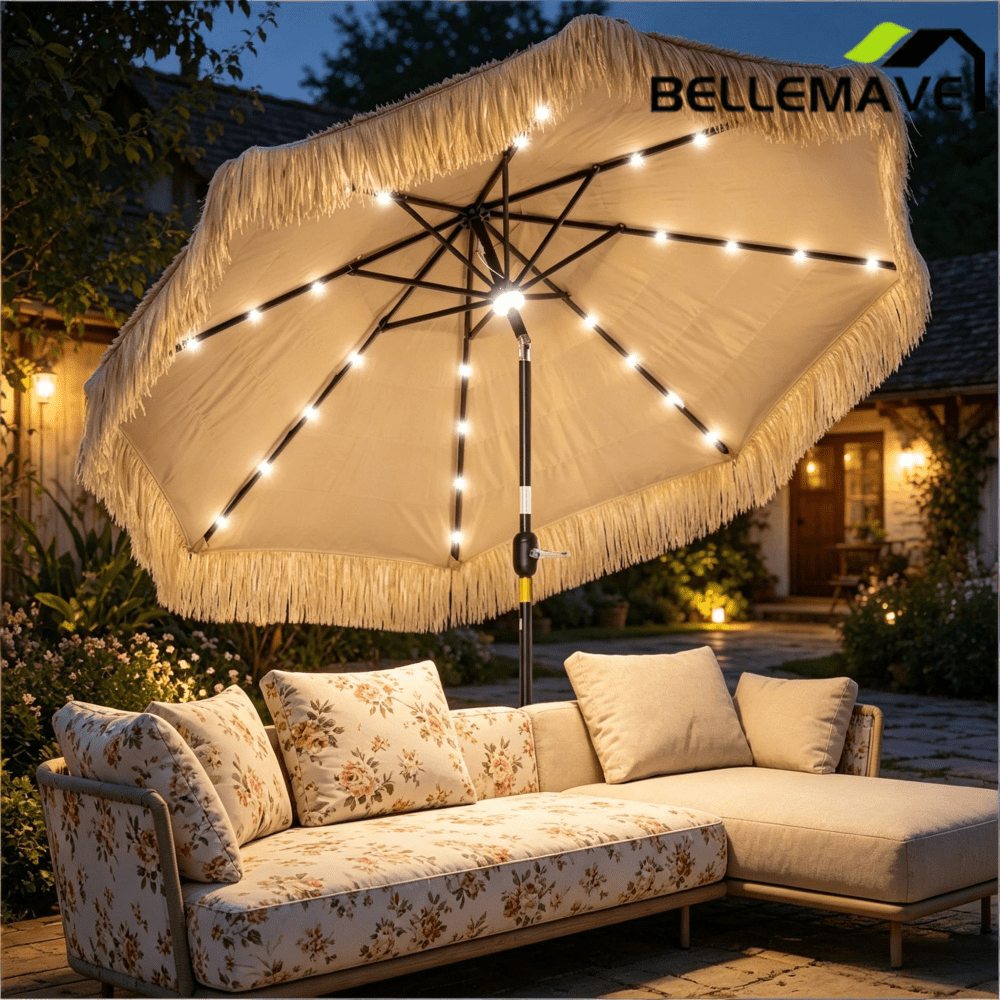 Bellemave® Thatched Outdoor Patio Umbrella, Hawaiian Style Straw Garden Umbrella - Bellemave