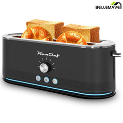 Bellemave® toaster 4 slice,kitchen appliances,7 Browning Settings, Defrost/Reheat Functions,1400W (black) - Bellemave