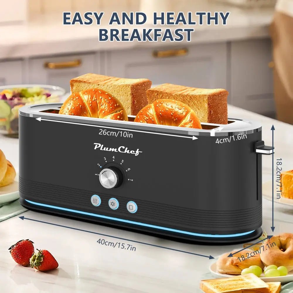 Bellemave® toaster 4 slice,kitchen appliances,7 Browning Settings, Defrost/Reheat Functions,1400W (black) - Bellemave
