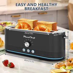 Bellemave® toaster 4 slice,kitchen appliances,7 Browning Settings, Defrost/Reheat Functions,1400W (black) - Bellemave