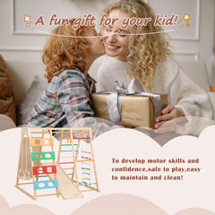 Bellemave® Toddler Climbing Toys Indoor - Featuring a Rock Climbing Wall, Wooden Swings, Gymnastic Rings, Rope Ladders, and Stretching Equipment,All - in - One 10 - in - 1 - Bellemave