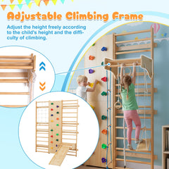 Bellemave® Toddler Climbing Toys Indoor - Featuring a Rock Climbing Wall, Wooden Swings, Gymnastic Rings, Rope Ladders, and Stretching Equipment,All - in - One 10 - in - 1 - Bellemave