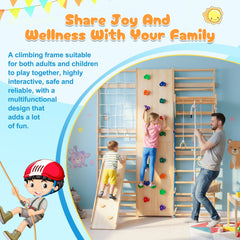 Bellemave® Toddler Climbing Toys Indoor - Featuring a Rock Climbing Wall, Wooden Swings, Gymnastic Rings, Rope Ladders, and Stretching Equipment,All - in - One 10 - in - 1 - Bellemave