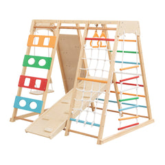 Bellemave® Toddler Climbing Toys Indoor - Featuring a Rock Climbing Wall, Wooden Swings, Gymnastic Rings, Rope Ladders, and Stretching Equipment,All - in - One 10 - in - 1 - Bellemave