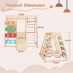 Bellemave® Toddler Climbing Toys Indoor - Featuring a Rock Climbing Wall, Wooden Swings, Gymnastic Rings, Rope Ladders, and Stretching Equipment,All - in - One 10 - in - 1 - Bellemave