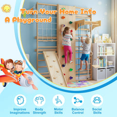 Bellemave® Toddler Climbing Toys Indoor - Featuring a Rock Climbing Wall, Wooden Swings, Gymnastic Rings, Rope Ladders, and Stretching Equipment,All - in - One 10 - in - 1 - Bellemave