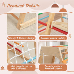 Bellemave® Toddler Climbing Toys Indoor - Featuring a Rock Climbing Wall, Wooden Swings, Gymnastic Rings, Rope Ladders, and Stretching Equipment,All - in - One 10 - in - 1 - Bellemave