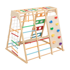 Bellemave® Toddler Climbing Toys Indoor - Featuring a Rock Climbing Wall, Wooden Swings, Gymnastic Rings, Rope Ladders, and Stretching Equipment,All - in - One 10 - in - 1 - Bellemave