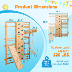 Bellemave® Toddler Climbing Toys Indoor - Featuring a Rock Climbing Wall, Wooden Swings, Gymnastic Rings, Rope Ladders, and Stretching Equipment,All - in - One 10 - in - 1 - Bellemave