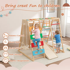Bellemave® Toddler Climbing Toys Indoor - Featuring a Rock Climbing Wall, Wooden Swings, Gymnastic Rings, Rope Ladders, and Stretching Equipment,All - in - One 10 - in - 1 - Bellemave