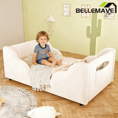 Bellemave® Toddler Floor Bed with Storage Bag, Kid Bed Frame, Standard Crib Size Kids Beds Up to 1 - 6 Years Girls and Boys, Montessori Floor Beds - Bellemave
