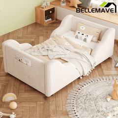 Bellemave® Toddler Floor Bed with Storage Bag, Kid Bed Frame, Standard Crib Size Kids Beds Up to 1 - 6 Years Girls and Boys, Montessori Floor Beds - Bellemave