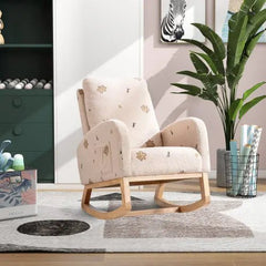 Bellemave® Toddler Upholstered High Back Wooden Rocking Chair with Side Pocket - Bellemave