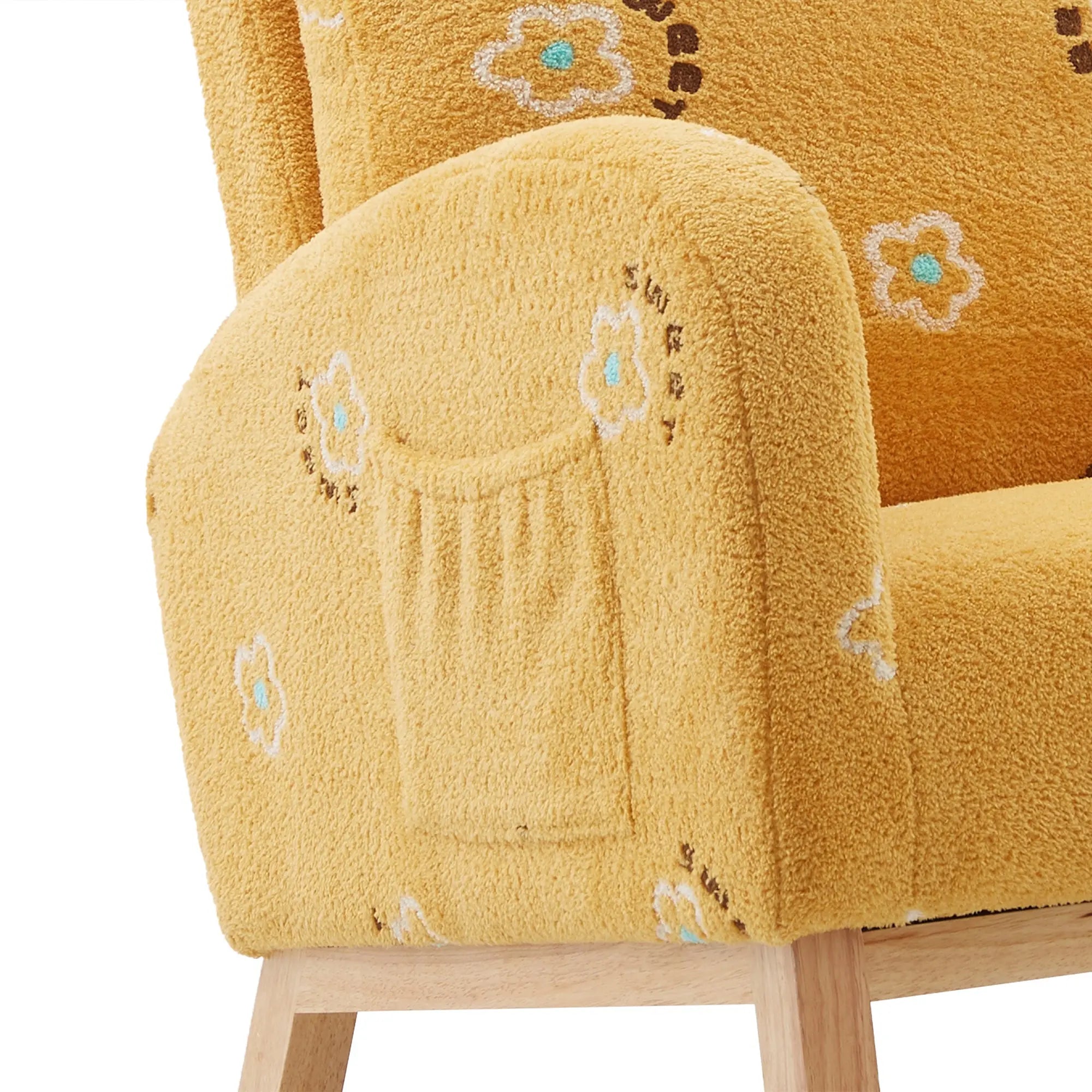 Bellemave® Toddler Upholstered High Back Wooden Rocking Chair with Side Pocket - Bellemave