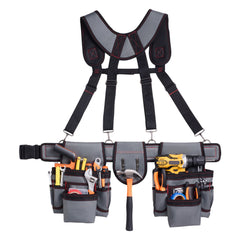 Bellemave® Tool Belt, 22 Pockets Tool Pouch with Suspenders for Men, Heavy Duty Adjustable Utility Belt Bag Suspenders - Bellemave
