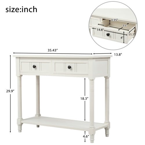 Bellemave® Traditional Design Console Table with Two Drawers and Bottom Shelf - Bellemave