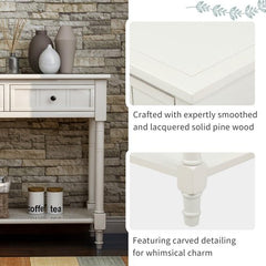 Bellemave® Traditional Design Console Table with Two Drawers and Bottom Shelf - Bellemave