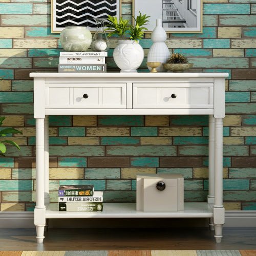 Bellemave® Traditional Design Console Table with Two Drawers and Bottom Shelf - Bellemave