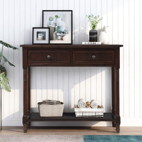 Bellemave® Traditional Design Console Table with Two Drawers and Bottom Shelf - Bellemave