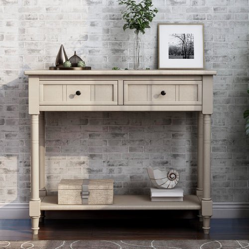 Bellemave® Traditional Design Console Table with Two Drawers and Bottom Shelf - Bellemave