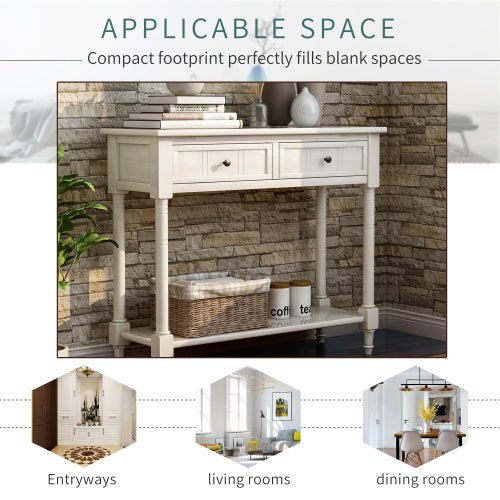 Bellemave® Traditional Design Console Table with Two Drawers and Bottom Shelf - Bellemave