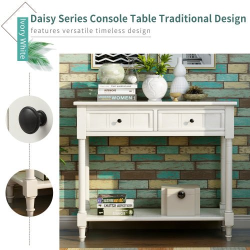 Bellemave® Traditional Design Console Table with Two Drawers and Bottom Shelf - Bellemave