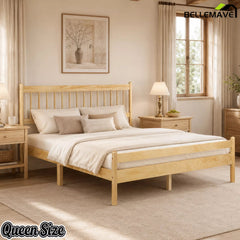 Bellemave® Traditional Solid Wood Bed Frame with Headboard and Footboard - Bellemave