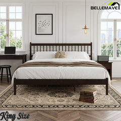 Bellemave® Traditional Solid Wood Bed Frame with Headboard and Footboard - Bellemave