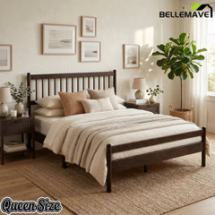 Bellemave® Traditional Solid Wood Bed Frame with Headboard and Footboard - Bellemave