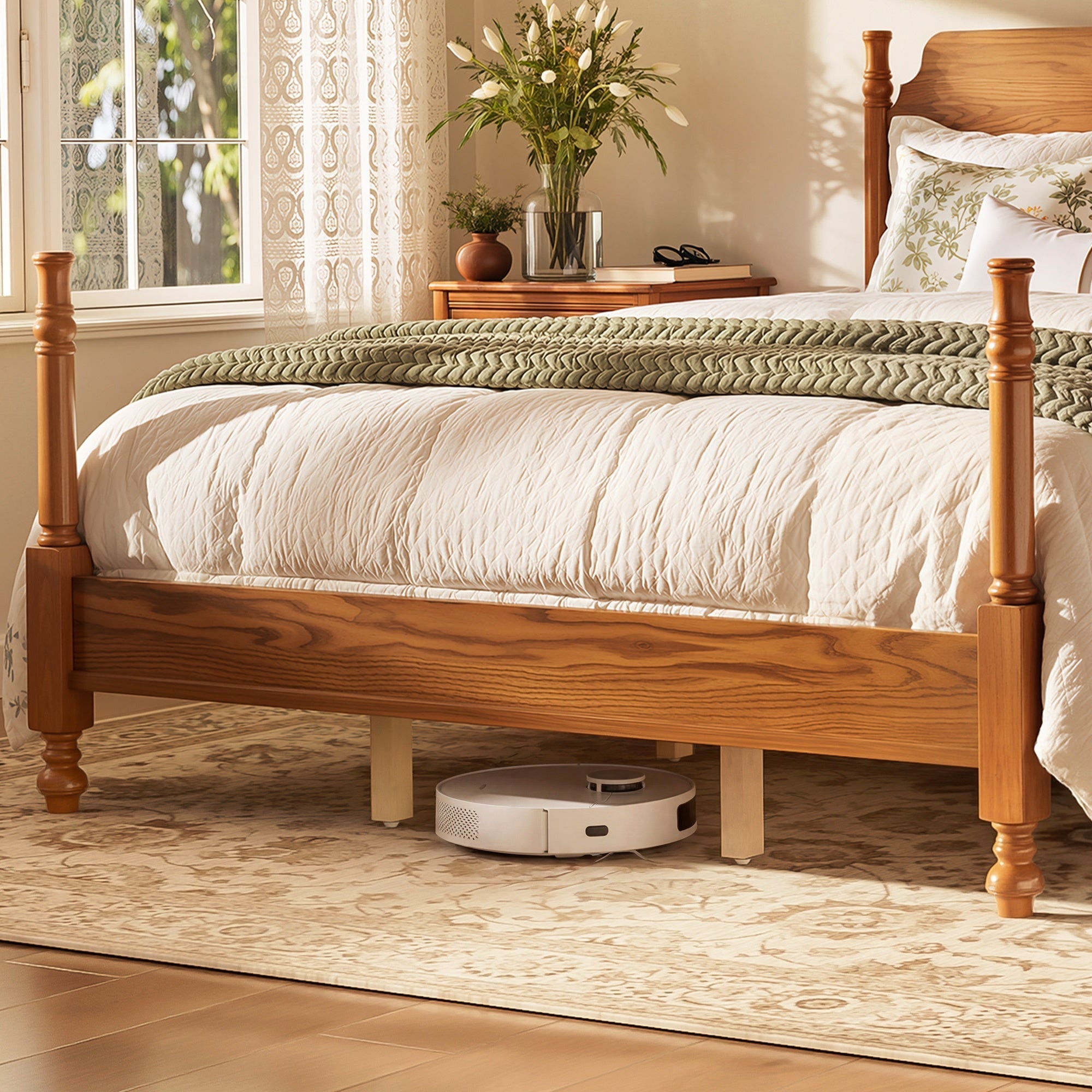Bellemave® Traditional Wood Spindle Post Bed, Modern Farmhouse Platform Bed with Headboard, No Box Spring Required - Bellemave