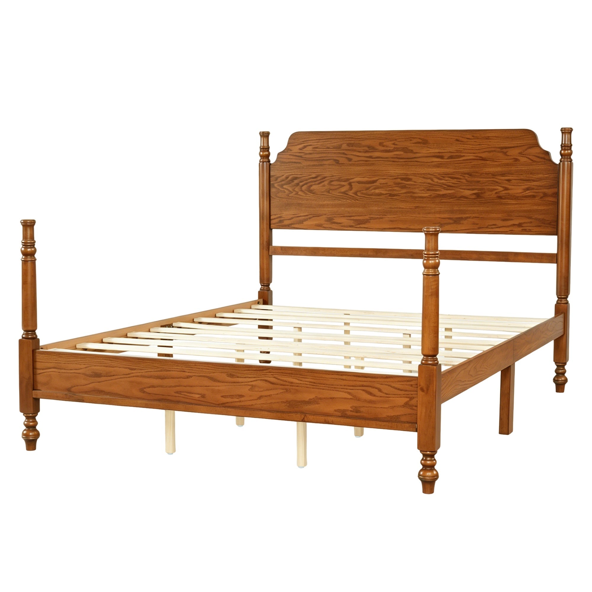 Bellemave® Traditional Wood Spindle Post Bed, Modern Farmhouse Platform Bed with Headboard, No Box Spring Required - Bellemave