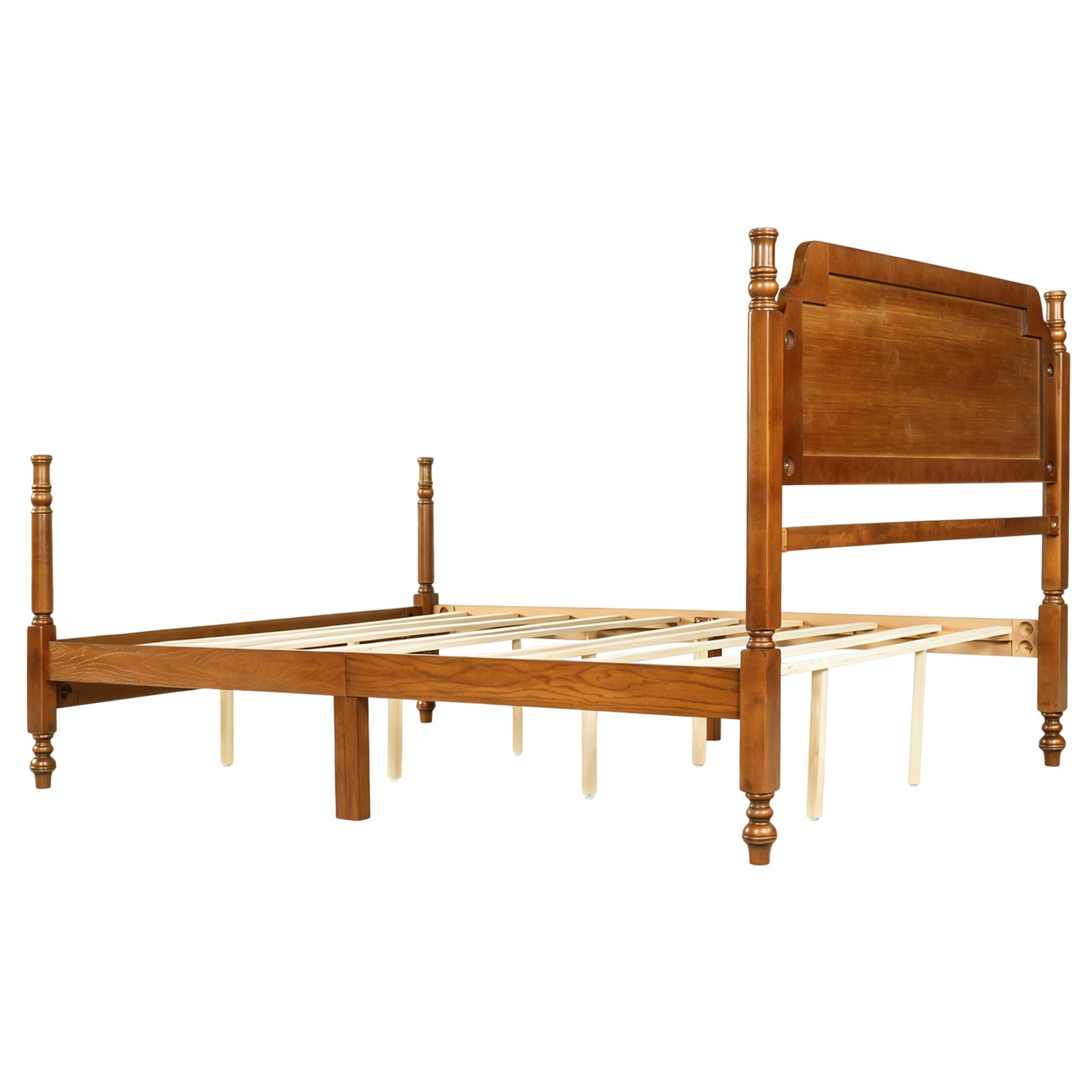 Bellemave® Traditional Wood Spindle Post Bed, Modern Farmhouse Platform Bed with Headboard, No Box Spring Required - Bellemave