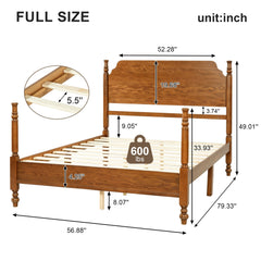 Bellemave® Traditional Wood Spindle Post Bed, Modern Farmhouse Platform Bed with Headboard, No Box Spring Required - Bellemave