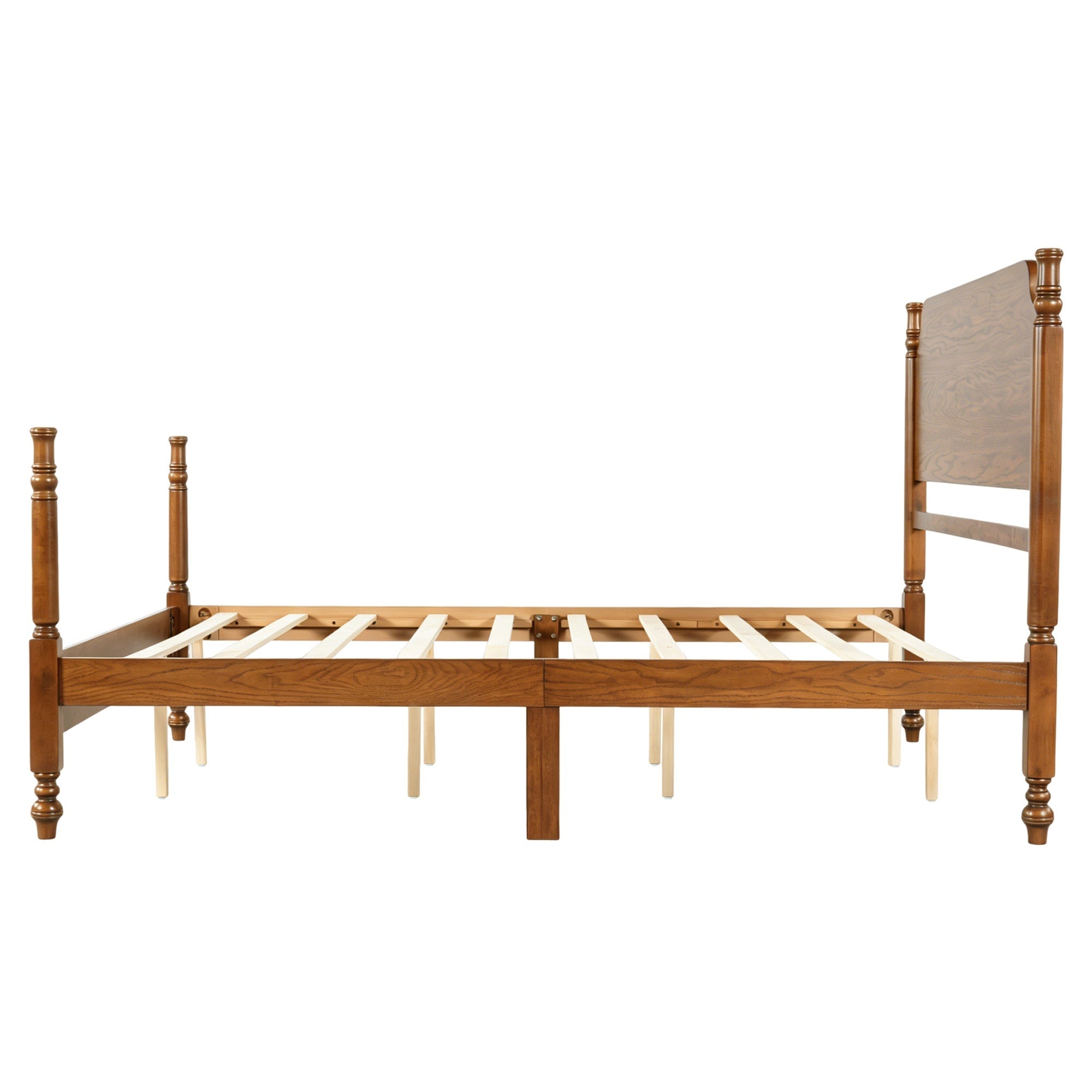 Bellemave® Traditional Wood Spindle Post Bed, Modern Farmhouse Platform Bed with Headboard, No Box Spring Required - Bellemave
