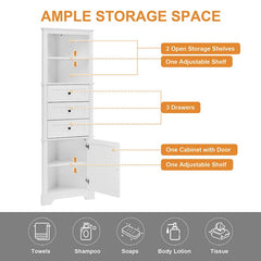 Bellemave® Triangle Tall Bathroom Storage Cabinet with 3 Drawers and Adjustable Shelves - Bellemave