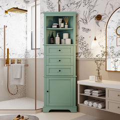 Bellemave® Triangle Tall Bathroom Storage Cabinet with 3 Drawers and Adjustable Shelves - Bellemave