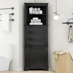 Bellemave® Triangle Tall Bathroom Storage Cabinet with 3 Drawers and Adjustable Shelves - Bellemave
