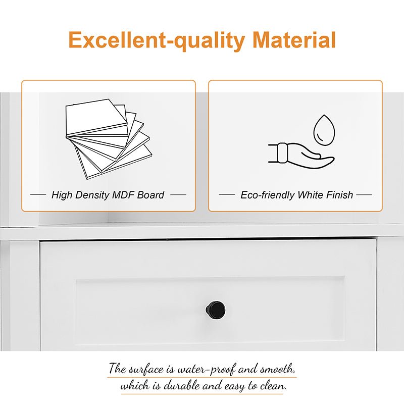 Bellemave® Triangle Tall Bathroom Storage Cabinet with 3 Drawers and Adjustable Shelves - Bellemave