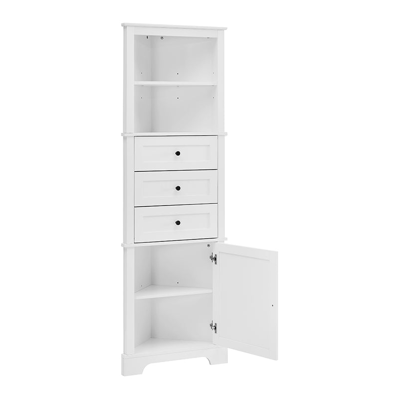 Bellemave® Triangle Tall Bathroom Storage Cabinet with 3 Drawers and Adjustable Shelves - Bellemave
