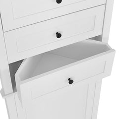 Bellemave® Triangle Tall Bathroom Storage Cabinet with 3 Drawers and Adjustable Shelves - Bellemave