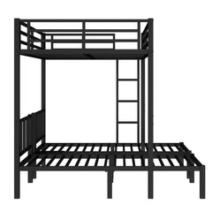 Bellemave® Triple Bunk Bed for Kids, Detachable Queen Over Twin & Twin Metal Bunk Bed with Guardrails, Ladder & Storage, Converts to 3 Separate Beds, Easy to Assemble - Bellemave