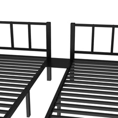 Bellemave® Triple Bunk Bed for Kids, Detachable Queen Over Twin & Twin Metal Bunk Bed with Guardrails, Ladder & Storage, Converts to 3 Separate Beds, Easy to Assemble - Bellemave
