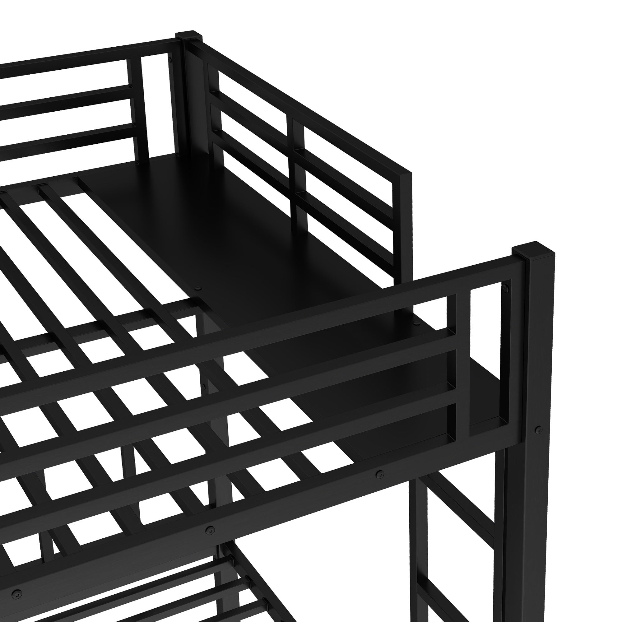 Bellemave® Triple Bunk Bed for Kids, Detachable Queen Over Twin & Twin Metal Bunk Bed with Guardrails, Ladder & Storage, Converts to 3 Separate Beds, Easy to Assemble - Bellemave