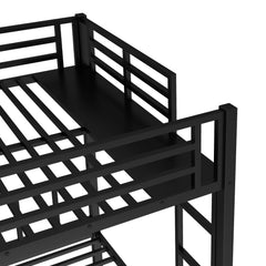Bellemave® Triple Bunk Bed for Kids, Detachable Queen Over Twin & Twin Metal Bunk Bed with Guardrails, Ladder & Storage, Converts to 3 Separate Beds, Easy to Assemble - Bellemave