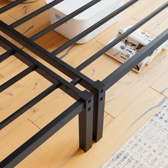 Bellemave® Triple Bunk Bed for Kids, Detachable Twin Over Twin Over Twin Metal Bunk Bed with Guardrails, Ladder & Storage, Converts to 3 Separate Twin Beds, No Boxing Spring Needed, Black - Bellemave