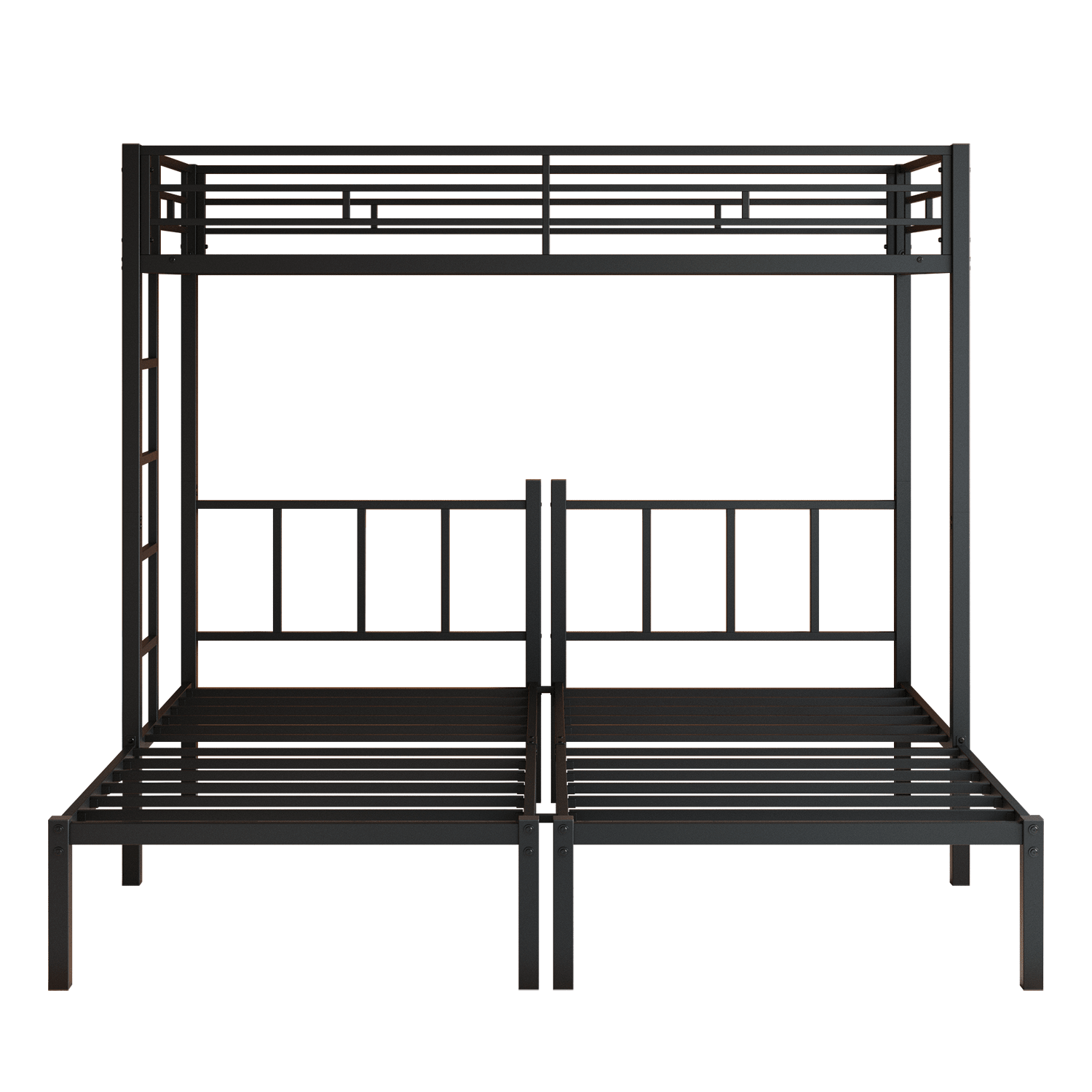 Bellemave® Triple Bunk Bed for Kids, Detachable Twin Over Twin Over Twin Metal Bunk Bed with Guardrails, Ladder & Storage, Converts to 3 Separate Twin Beds, No Boxing Spring Needed, Black - Bellemave