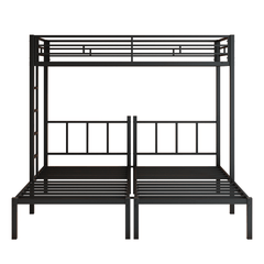 Bellemave® Triple Bunk Bed for Kids, Detachable Twin Over Twin Over Twin Metal Bunk Bed with Guardrails, Ladder & Storage, Converts to 3 Separate Twin Beds, No Boxing Spring Needed, Black - Bellemave