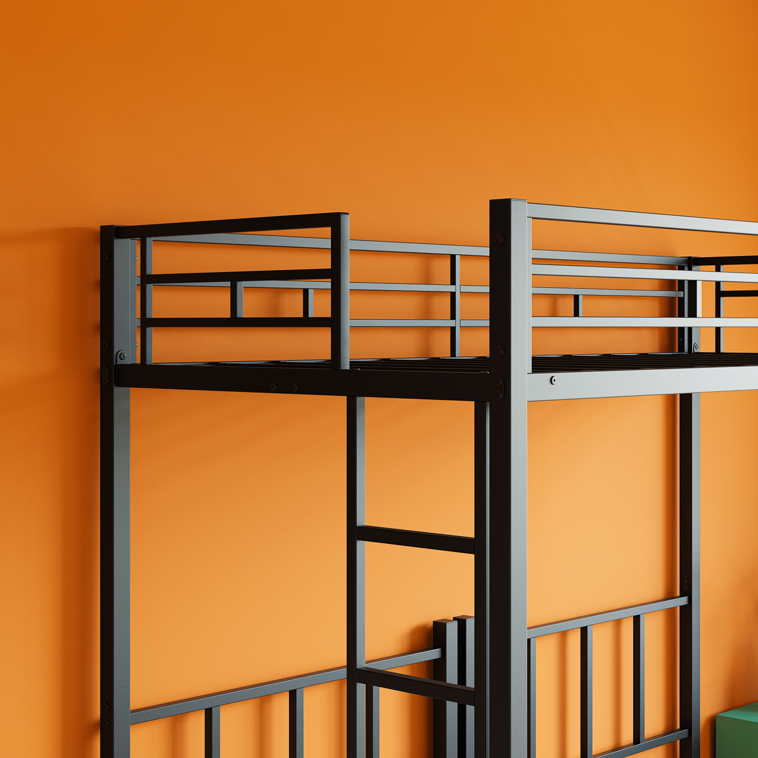 Bellemave® Triple Bunk Bed for Kids, Detachable Twin Over Twin Over Twin Metal Bunk Bed with Guardrails, Ladder & Storage, Converts to 3 Separate Twin Beds, No Boxing Spring Needed, Black - Bellemave